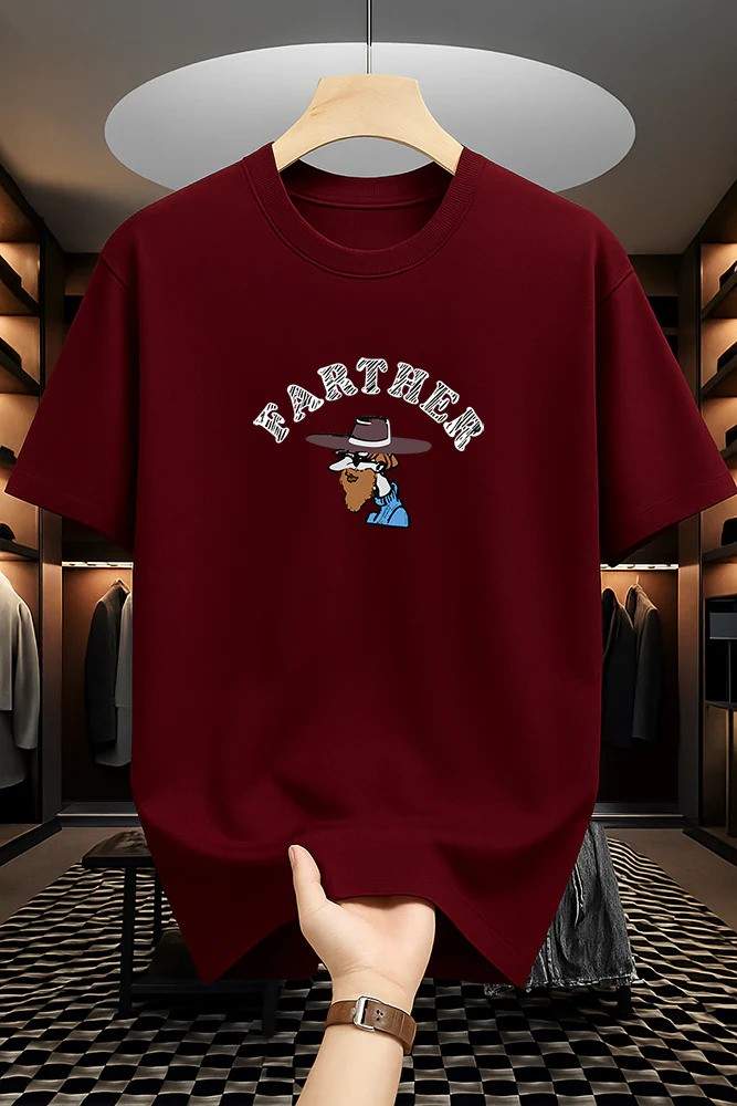 Drop Shoulder Print T-Shirt - Farther Design — 2