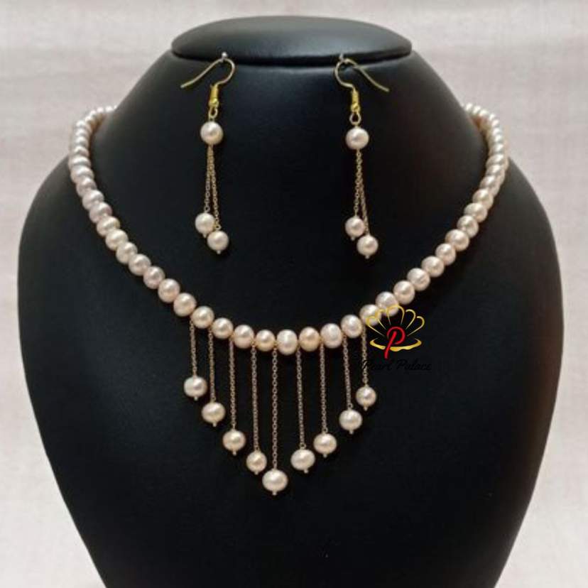 Draped Elegance" Freshwater Pearl Necklace Set. — 2