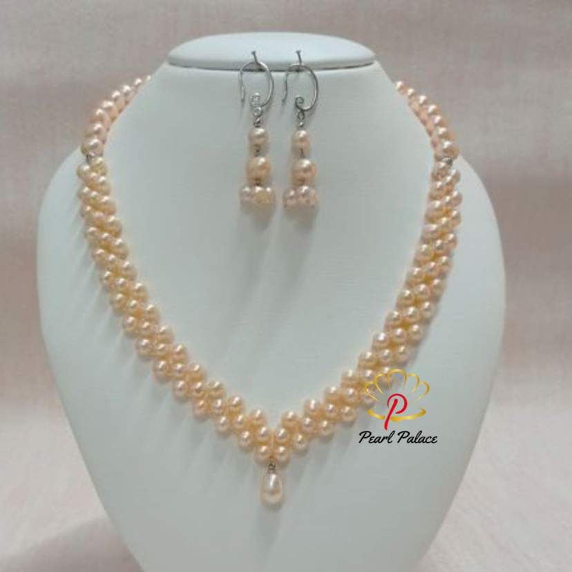Petal Weave_ Pink Freshwater Pearl Necklace Set — 2