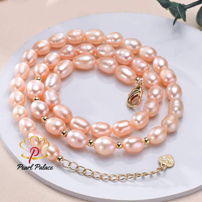 6-7mm Rice Shape Freshwater White Pink Purple Mixed Color Pearl Necklace 925 Sterling Silver Jewelry for Women — 2
