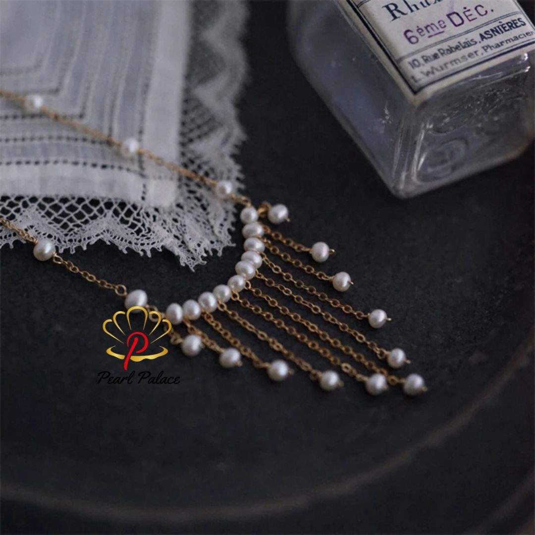 925 Silver Tassel Necklaces Handmade Gold Filled Jewelry Natural Pearl Pendants
