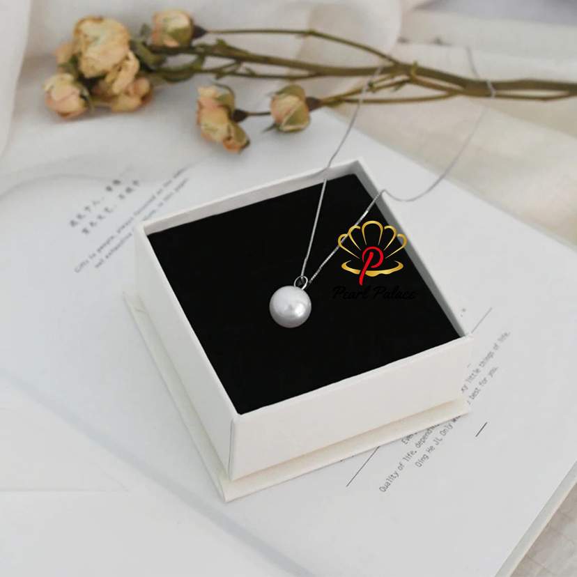 Big Natural Freshwater Pearl Necklace 925 Sterling Silver Round Pendant for Women — 2