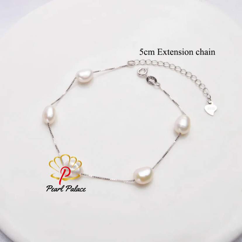 Genuine 925 Sterling Silver Natural Baroque Pearl Bracelet Fashion 6-7mm Freshwater pearl Jewelry For Women — 2
