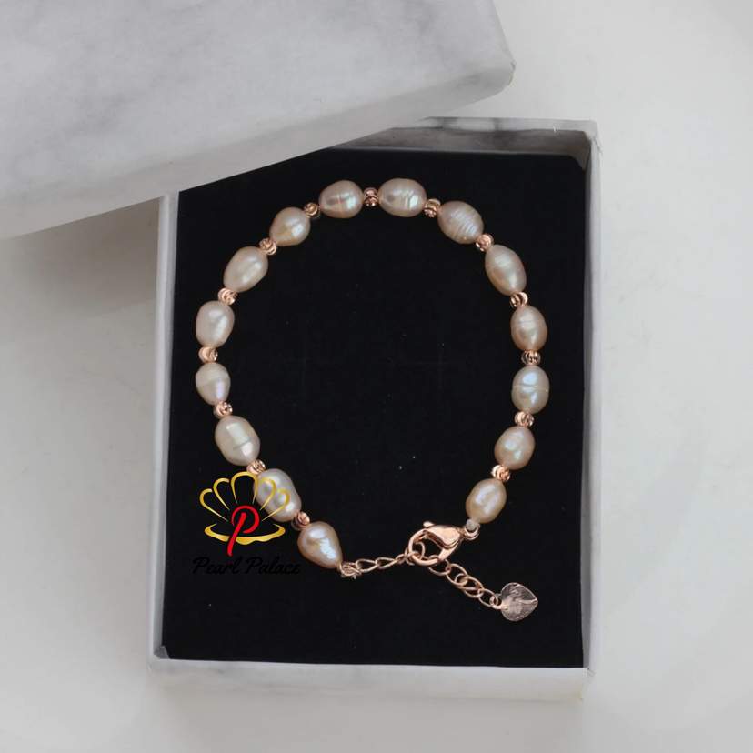 Natural freshwater pearl bracelet Real Pearl Bracelet Female Adjustable Rice Beads Bracelet For Girl Birthday Present — 2