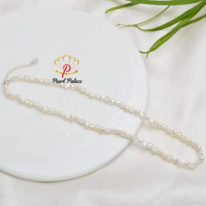 Natural Freshwater Pearl Choker Necklace Baroque Pearl Jewelry for Women Wedding 925 Silver Clasp Wholesale — 2
