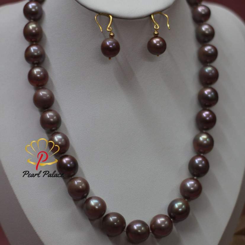 South Sea Pearl Purple Color Necklace Set — 2