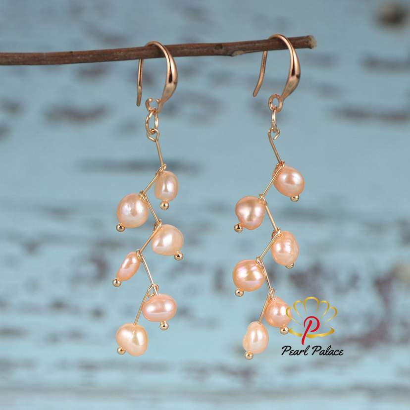 Pink Dewdrop Grace Pearl Earrings — 2
