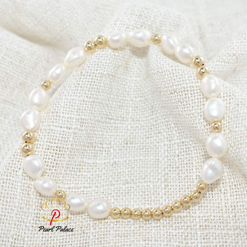 14K Gold Filled Elastic Pearl Bracelet Handmade Pearl — 2