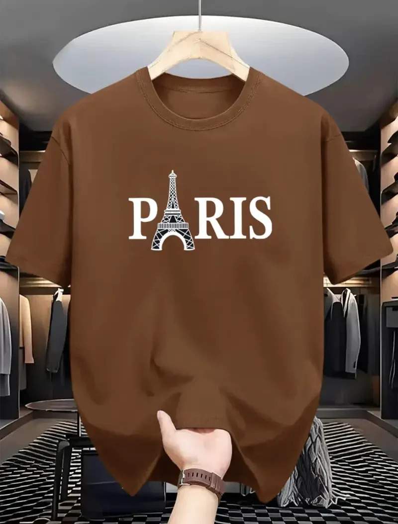 Drop Shoulder Print T-Shirt - Paris Eiffel Tower — 2