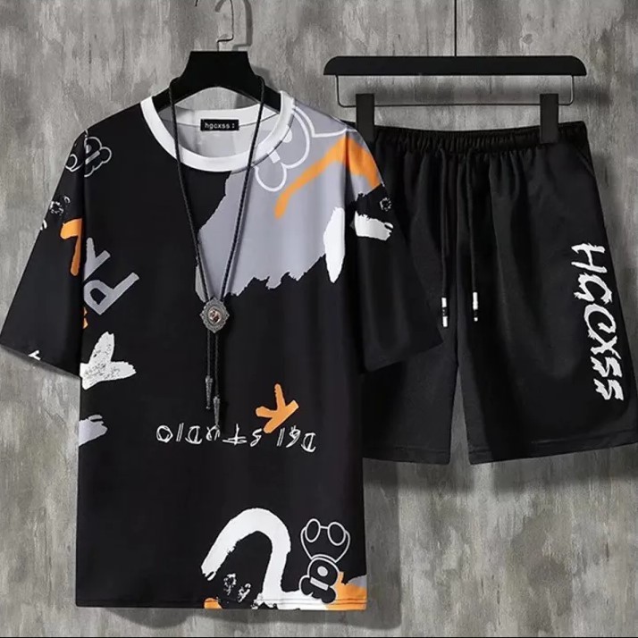 Level Up Your Style with Full Print Summer Combo T-Shirt & Pant for Men - Perfect for Summer Seasons - Offering Trendy Comfort