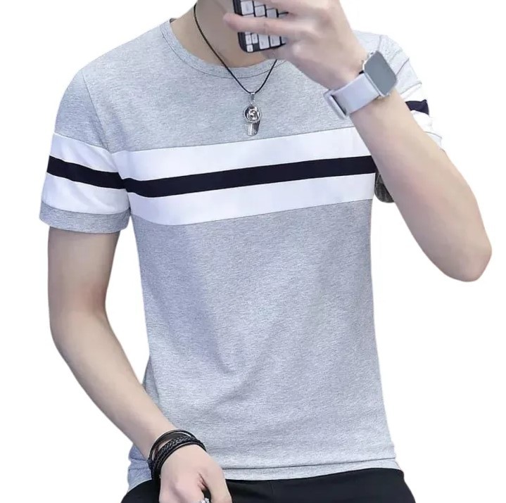 Light Ash Polyester Short Sleeve T-Shirt For Man - T Shirt - T Shirt For Men