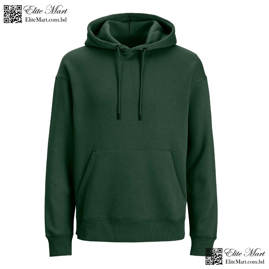 Bottle Green Solid Color Hoodies