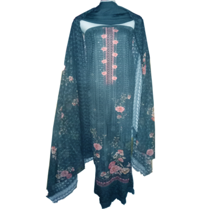 Premium Quality (সামনে পেছনে দুই দিকে Design করা) Indian Jorjet  Three Piece