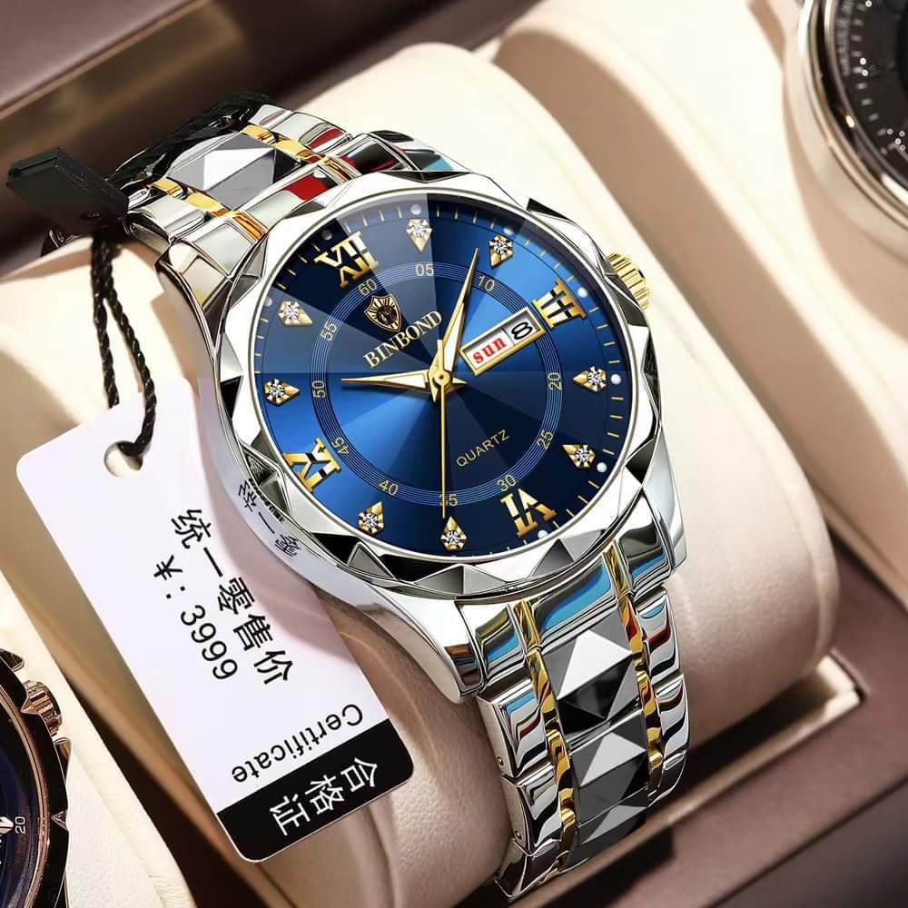 BINBOND 2521 Original Luxury Brand Luminous Quartz Watch For Men