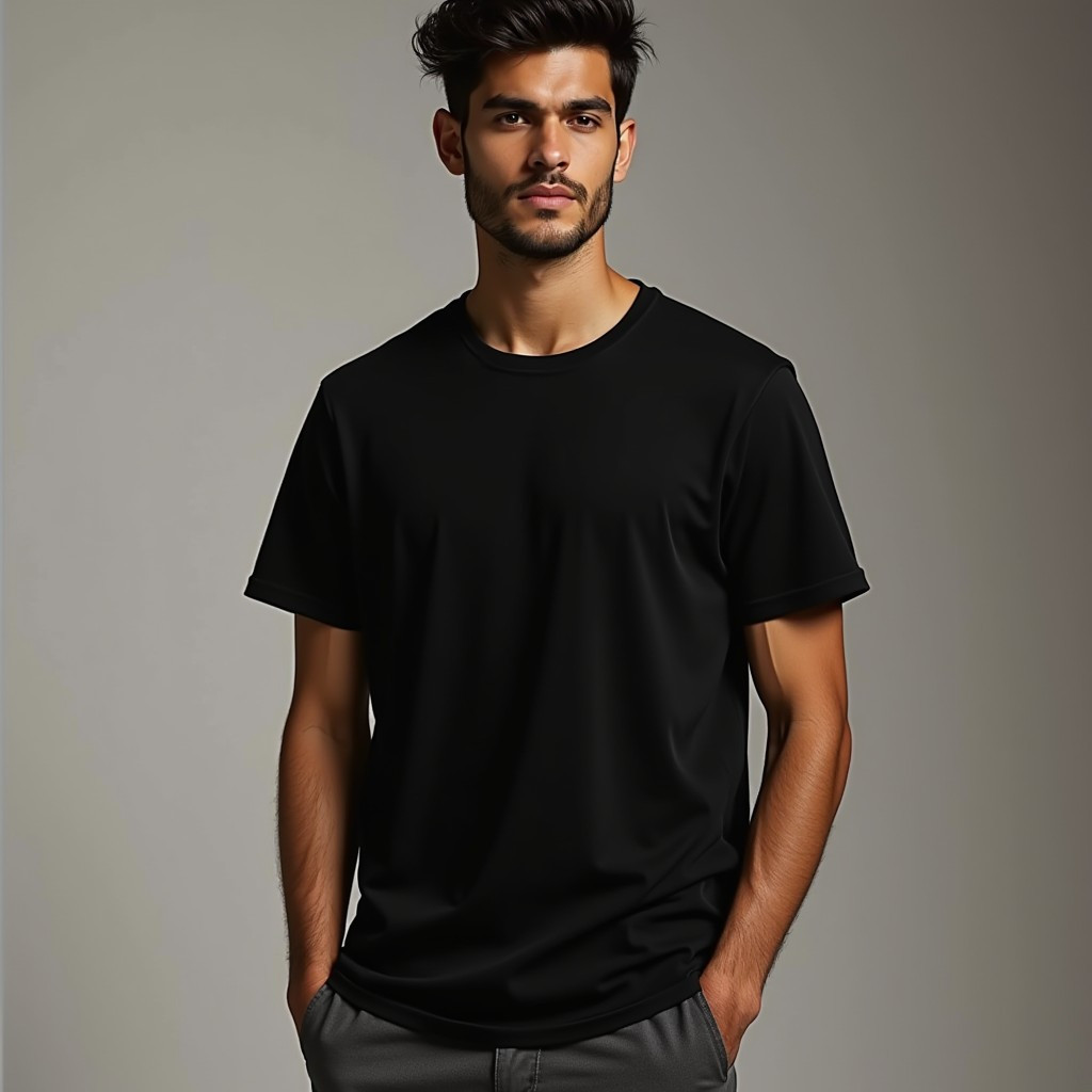 Solid Black T Shirt ( Cotton )