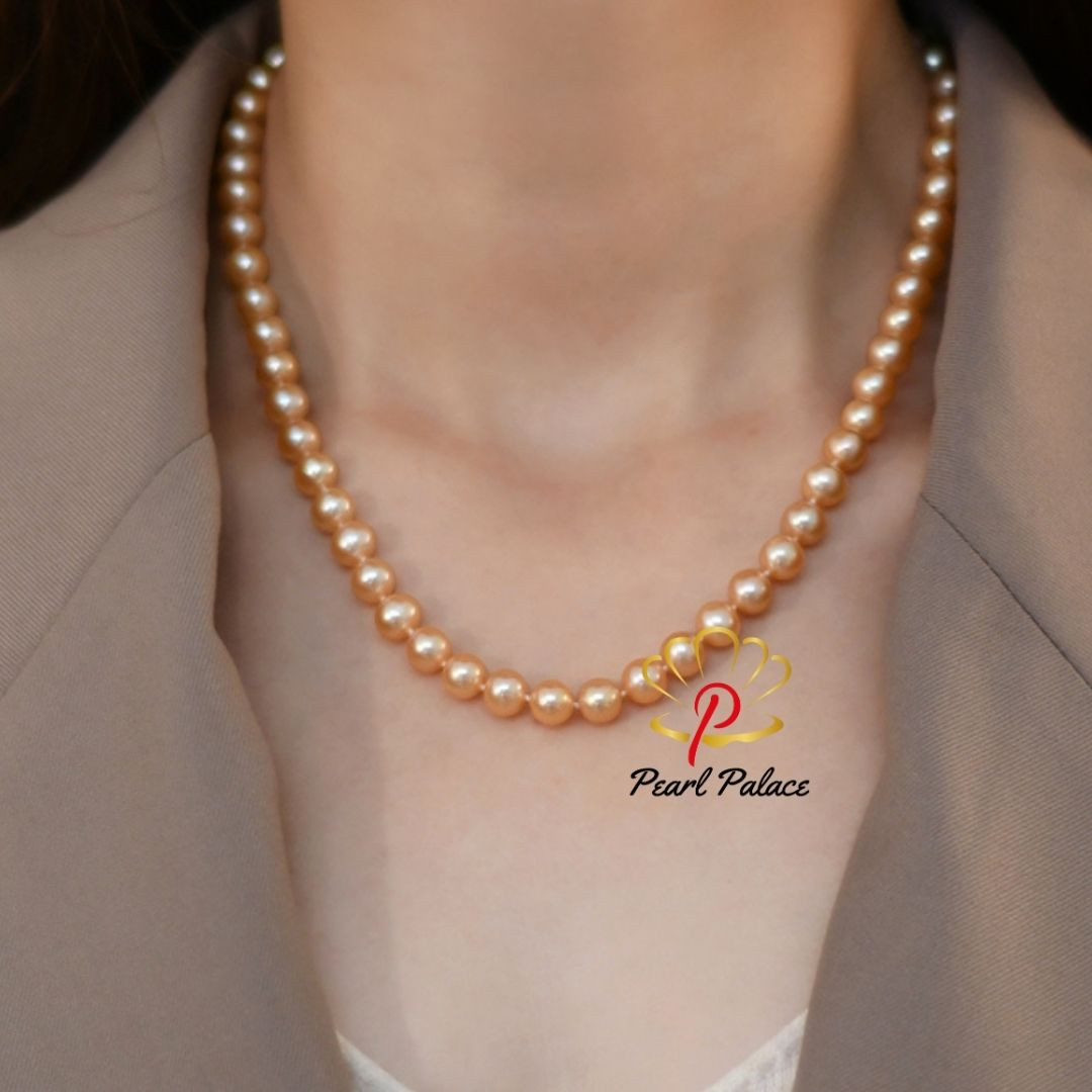 7-8mm Natural Freshwater Pearl Women  Necklace 925 Sterling Silver Wedding Jewelry Gift