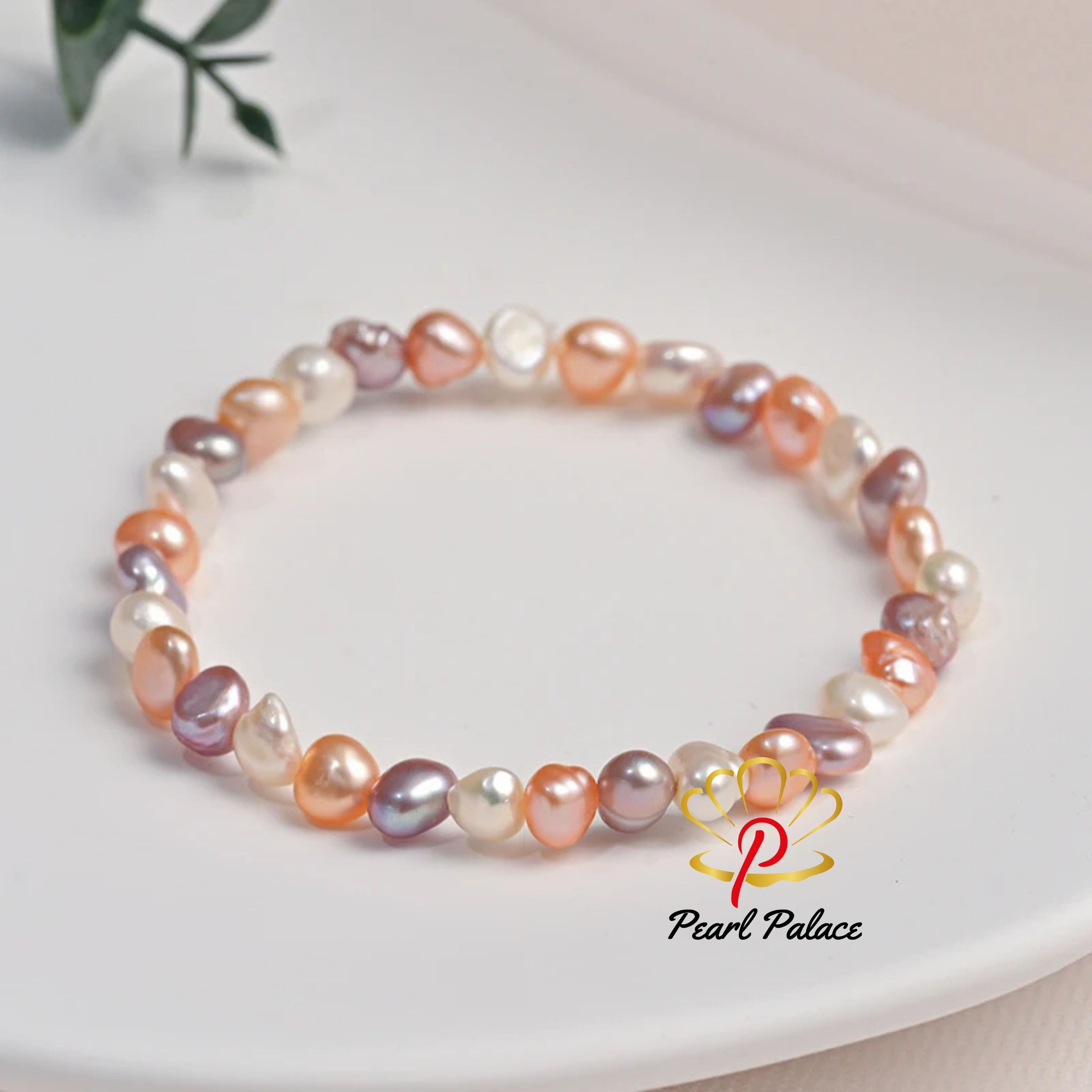 Candy Mix Color 5-6mm AAA Glossy Natural Freshwater Baroque Pearl Elastic Bracelet For Women