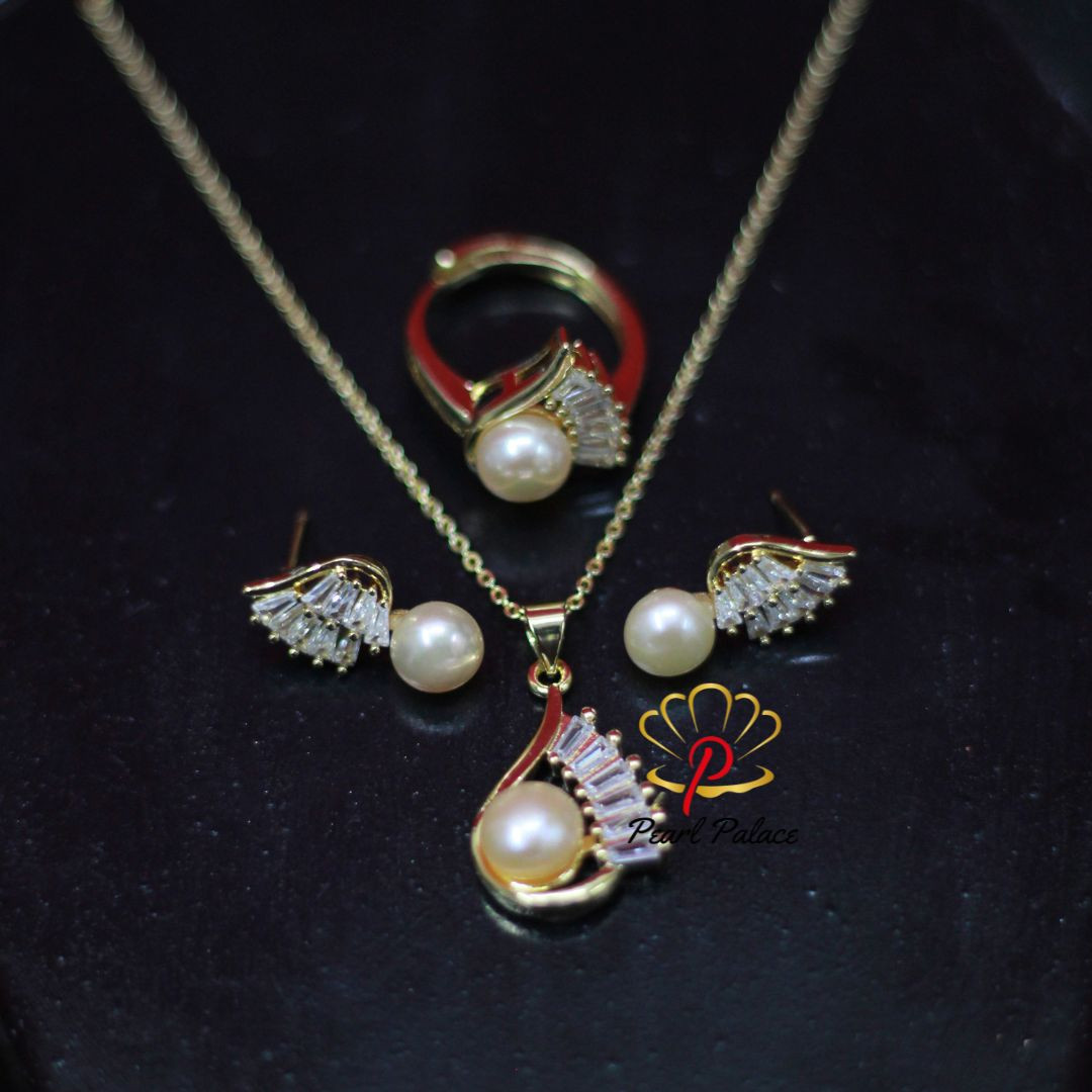 Pink & Black Pearl Pendent Set