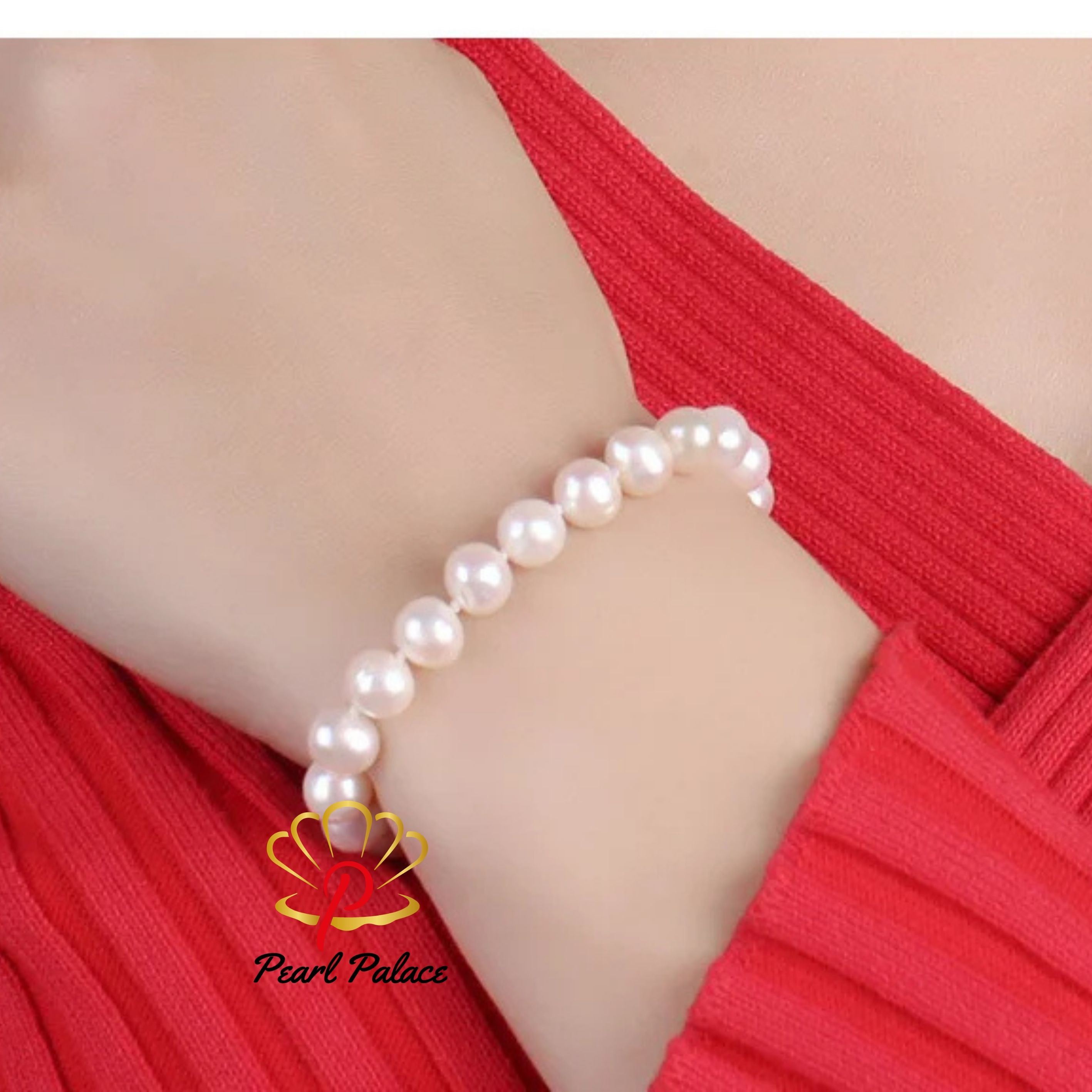Real Natural Near Round Pearl Jewelry Bracelet,925 Sterling Silver Love Buckle