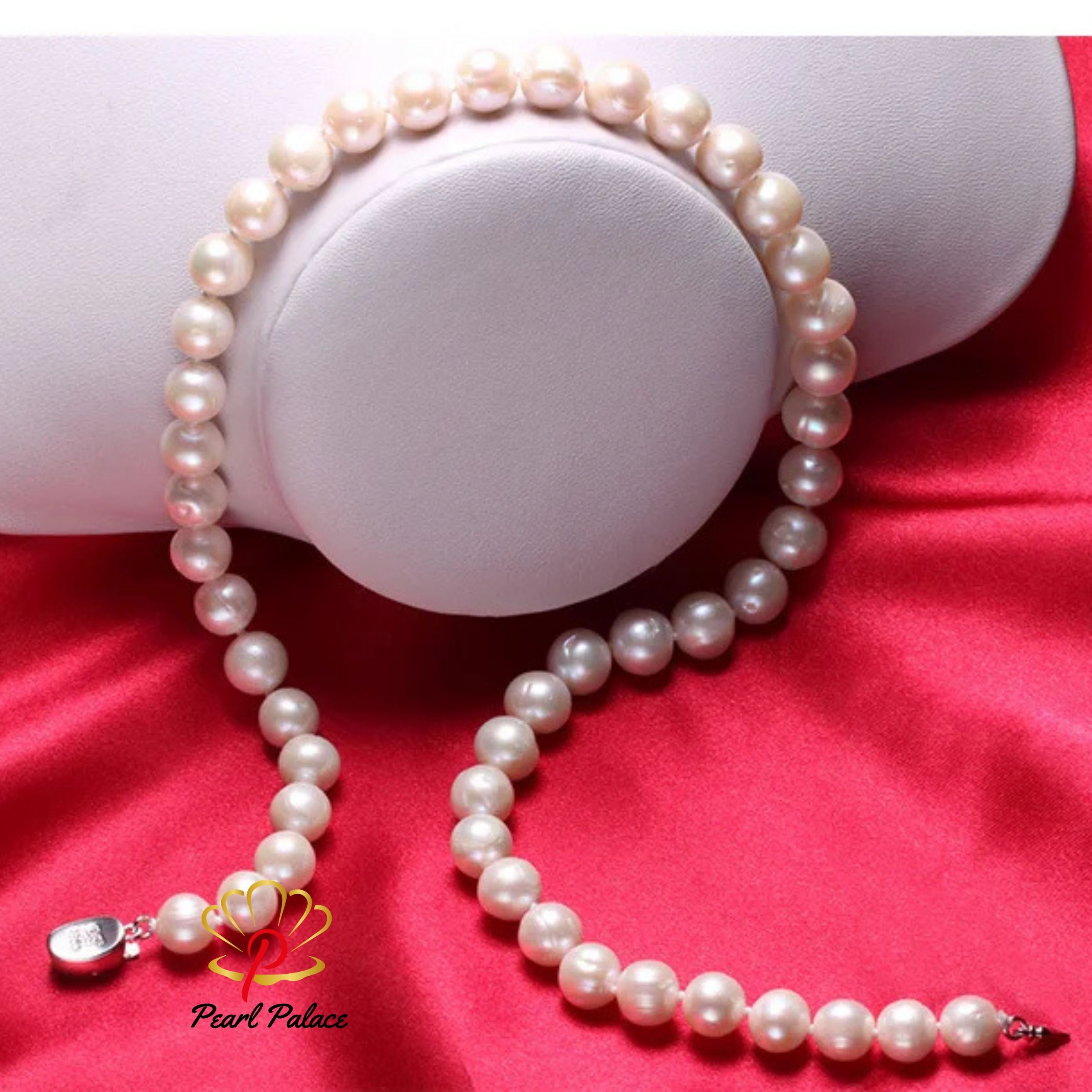 White Real Natural Near Round Pearl Jewelry Women Necklace