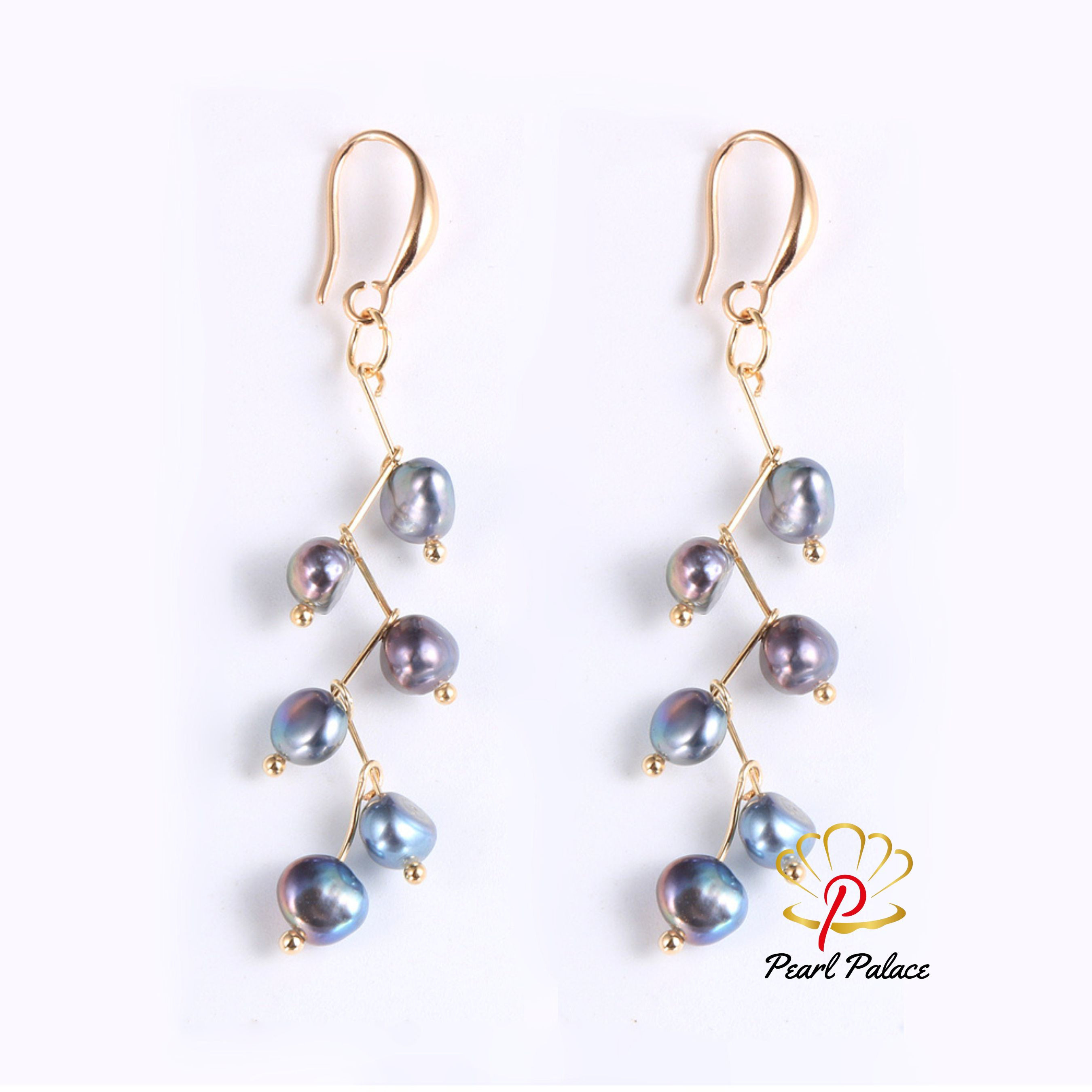 Black Dewdrop Grace Pearl Earrings