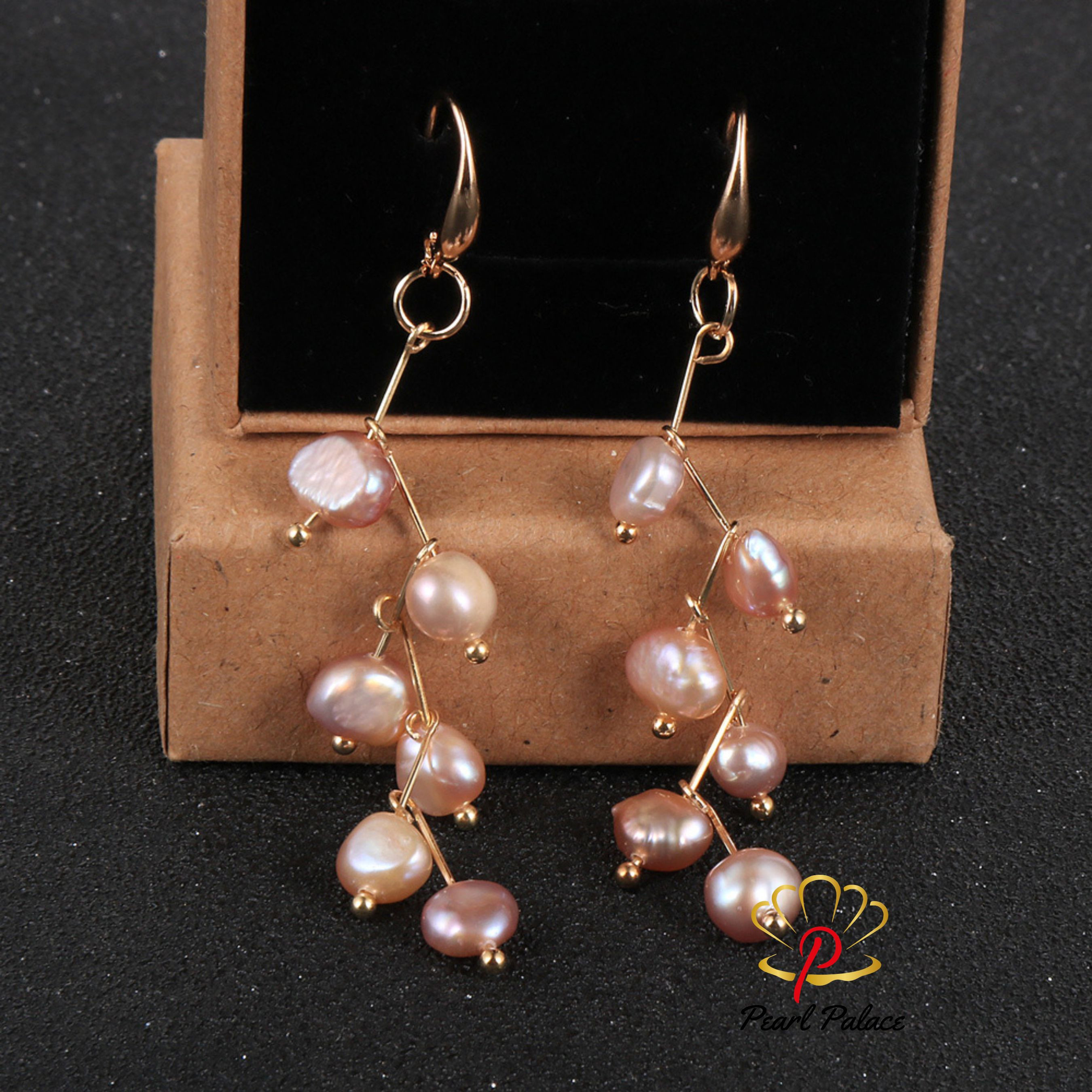 purple Dewdrop Grace Pearl Earrings