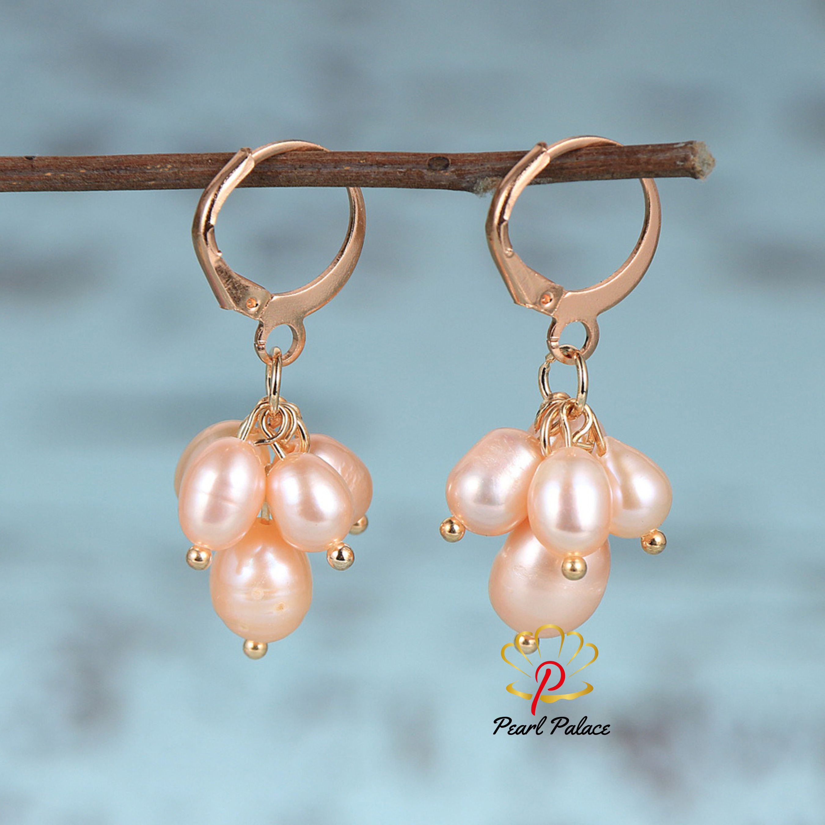 Pink Twilight Mist Pearl Drops earring