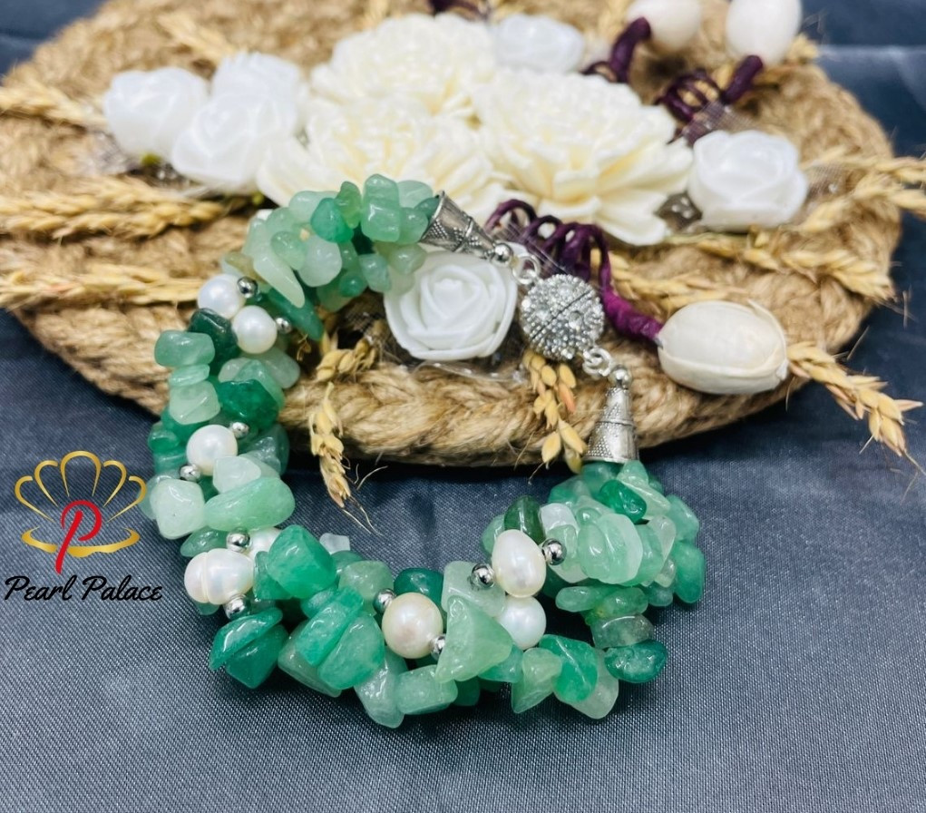 Serenity in Green_ Panna Stone and Pearl Harmony Bracelet