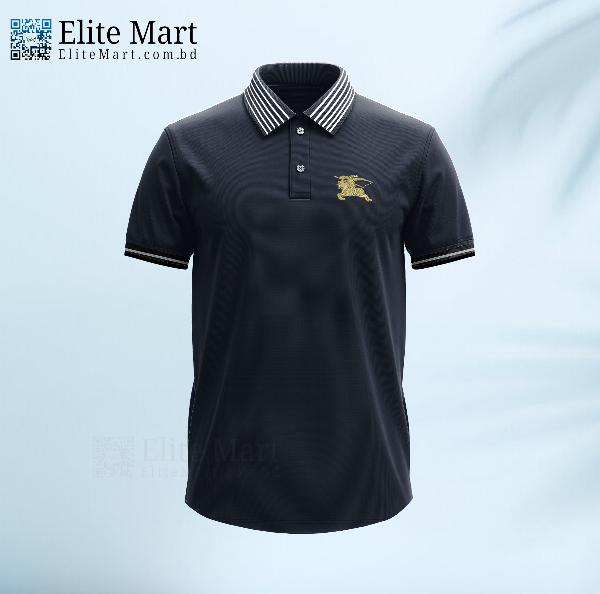 BURBERRY Premium Jacquard polo shirt (Nevy Blue)