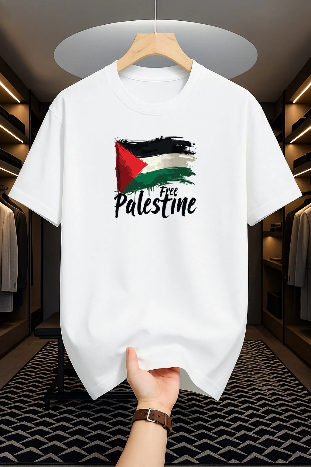 Drop Shoulder Print T-Shirt - F*ree P*alestin*e Design